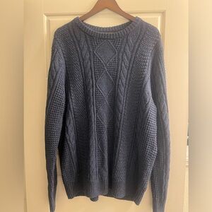 Sonoma Men's Navy Cable Knit Crewneck Sweater